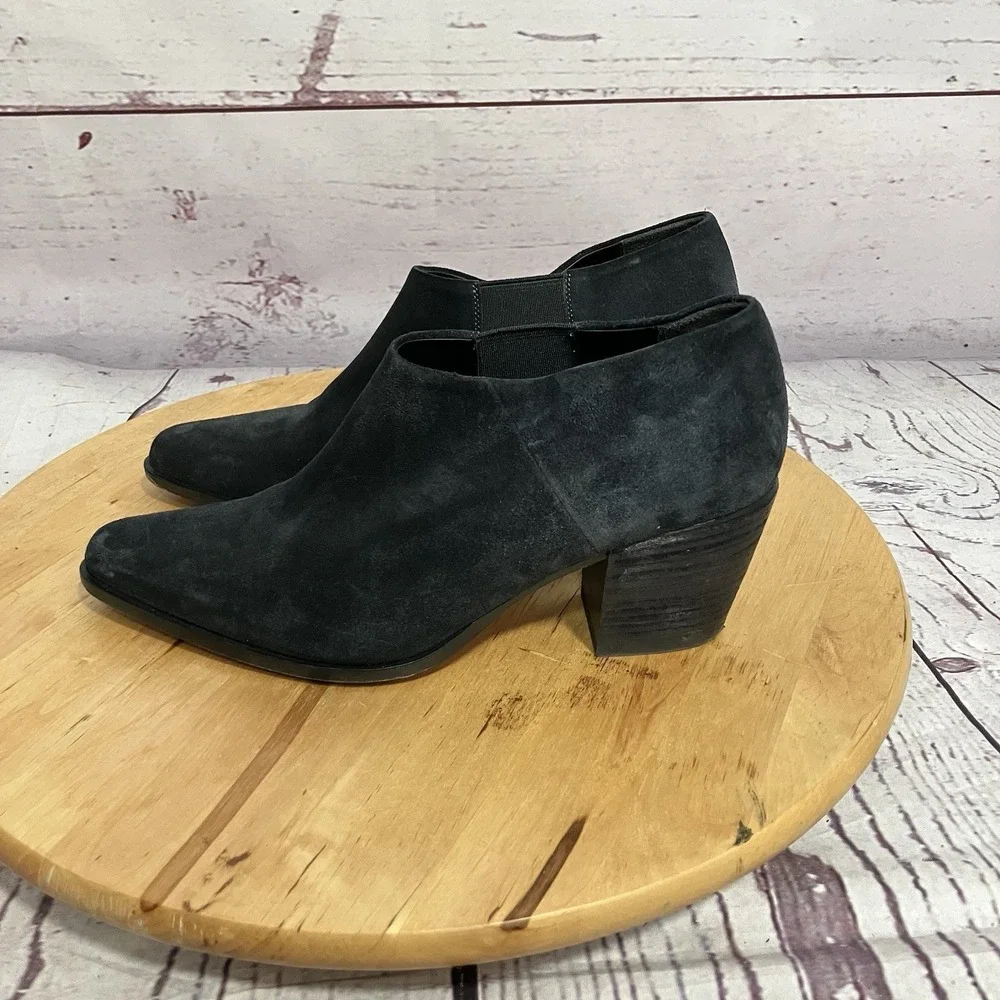 Vince Black Suede Nubuck Ankle Booties Block Heel EU 37 US 7‎ Shootie